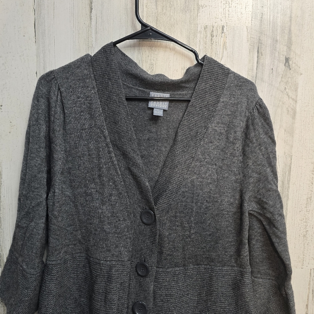 Rabbit Rabbit Rabbit Designs 55% Wool Gray Button-Up Sweater Womens Size XL - Picture 2 of 10